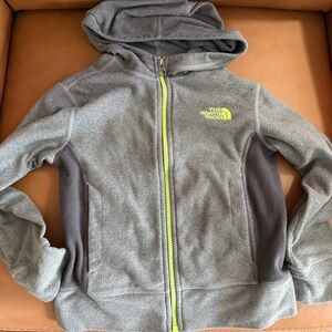 The North Face Kids Gray and Yellow Zip-Up Hoodie